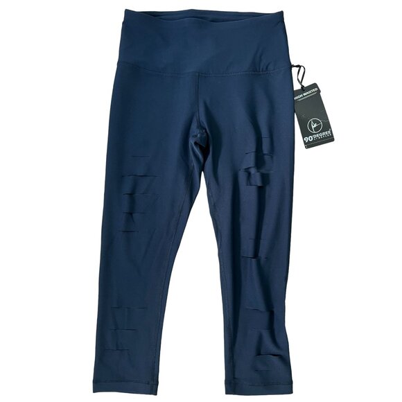 90 DEGREE BY REFLEX Black Distressed Leggings Size Medium NEW With Tags - Picture 6 of 9